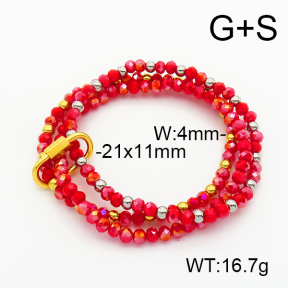 Stainless Steel Bracelet  Glass Beads  6B4002722bhia-908