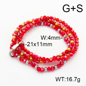Stainless Steel Bracelet  Glass Beads  6B4002723vhha-908