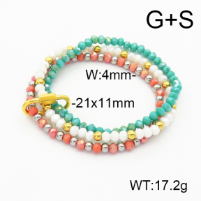 Stainless Steel Bracelet  Glass Beads  6B4002724bhia-908
