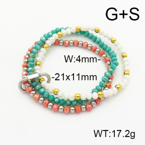 Stainless Steel Bracelet  Glass Beads  6B4002725vhha-908