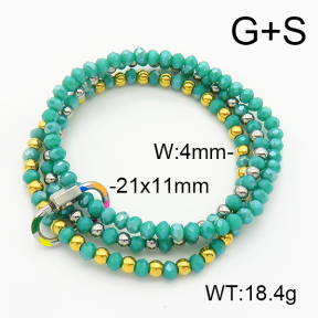 Stainless Steel Bracelet  Enamel & Glass Beads  6B4002727bhia-908