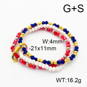 Stainless Steel Bracelet  Enamel & Glass Beads  6B4002728ahjb-908