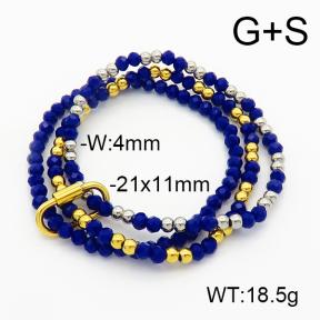 Stainless Steel Bracelet  Glass Beads  6B4002730bhia-908