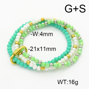 Stainless Steel Bracelet  Glass Beads  6B4002732bhia-908