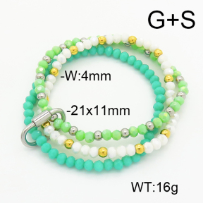 Stainless Steel Bracelet  Glass Beads  6B4002733vhha-908