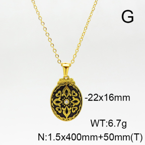 Stainless Steel Necklace  Enamel  Polished 6N3001532bhbl-G037