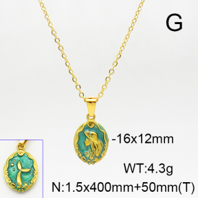 Stainless Steel Necklace  Enamel  Polished 6N3001537bvpl-G037