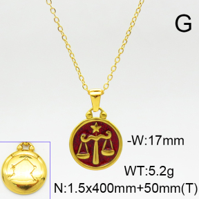 Stainless Steel Necklace  Enamel  Polished 6N3001548bhva-G037