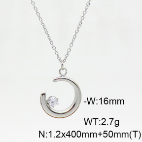 Stainless Steel Necklace  Zircon  6N4003954vbnb-908