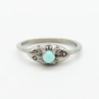 Stainless Steel Ring  Synthetic Opal & Czech Stones,Handmade Polished  WT:1.6g  R:6mm  6R4000848-106D
