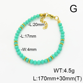 Stainless Steel Bracelet  Glass Beads   6B4002734bhva-908