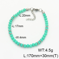 Stainless Steel Bracelet  Glass Beads   6B4002735vbpb-908