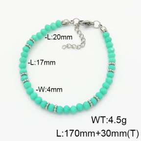 Stainless Steel Bracelet  Glass Beads   6B4002735vbpb-908