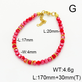 Stainless Steel Bracelet  Glass Beads   6B4002736bhva-908