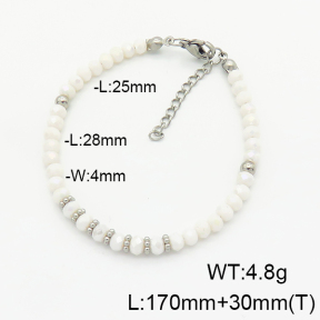 Stainless Steel Bracelet  Glass Beads   6B4002739bbov-908