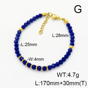 Stainless Steel Bracelet  Glass Beads   6B4002740vbpb-908