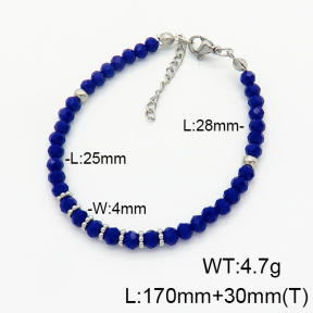 Stainless Steel Bracelet  Glass Beads   6B4002741bbov-908