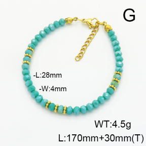 Stainless Steel Bracelet  Glass Beads   6B4002742bhva-908