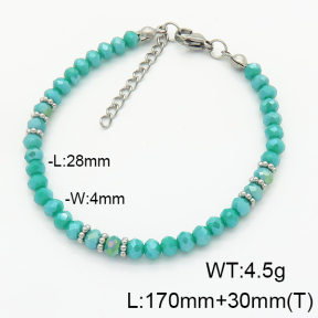 Stainless Steel Bracelet  Glass Beads   6B4002743vbpb-908