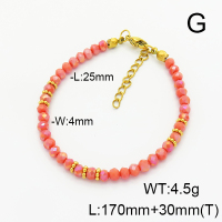 Stainless Steel Bracelet  Glass Beads   6B4002744bhva-908