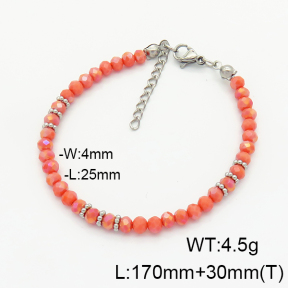 Stainless Steel Bracelet  Glass Beads   6B4002745vbpb-908