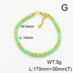 Stainless Steel Bracelet  Glass Beads   6B4002746ahjb-908