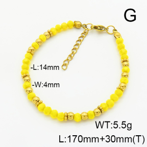 Stainless Steel Bracelet  Glass Beads   6B4002748bhva-908