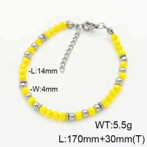Stainless Steel Bracelet  Glass Beads   6B4002749vbpb-908