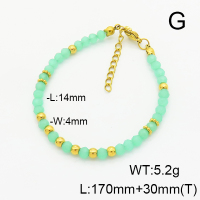 Stainless Steel Bracelet  Glass Beads   6B4002750bbov-908