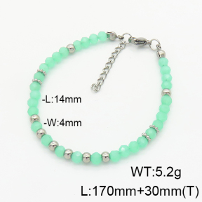 Stainless Steel Bracelet  Glass Beads   6B4002751vbnb-908