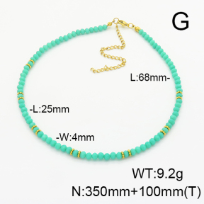 Stainless Steel Necklace  Glass Beads   6N4003973vhmv-908