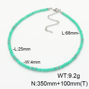 Stainless Steel Necklace  Glass Beads   6N4003974ahlv-908