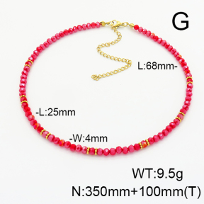 Stainless Steel Necklace  Glass Beads   6N4003975vhmv-908
