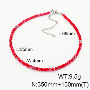 Stainless Steel Necklace  Glass Beads   6N4003976ahlv-908