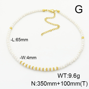 Stainless Steel Necklace  Glass Beads   6N4003977ahlv-908
