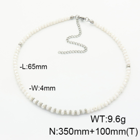 Stainless Steel Necklace  Glass Beads   6N4003978vhkb-908