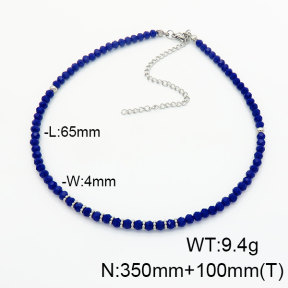 Stainless Steel Necklace  Glass Beads   6N4003980vhkb-908