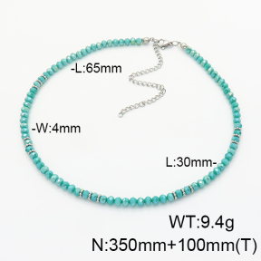 Stainless Steel Necklace  Glass Beads   6N4003982ahlv-908
