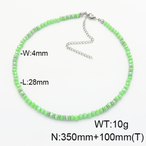 Stainless Steel Necklace  Glass Beads   6N4003986biib-908