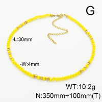Stainless Steel Necklace  Glass Beads   6N4003987vhmv-908
