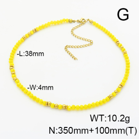 Stainless Steel Necklace  Glass Beads   6N4003987vhmv-908