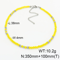 Stainless Steel Necklace  Glass Beads   6N4003988ahlv-908