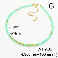 Stainless Steel Necklace  Glass Beads   6N4003989bhia-908