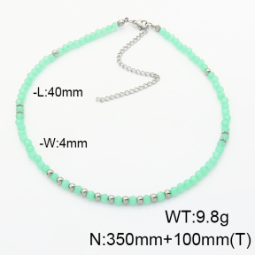 Stainless Steel Necklace  Glass Beads   6N4003990vhha-908