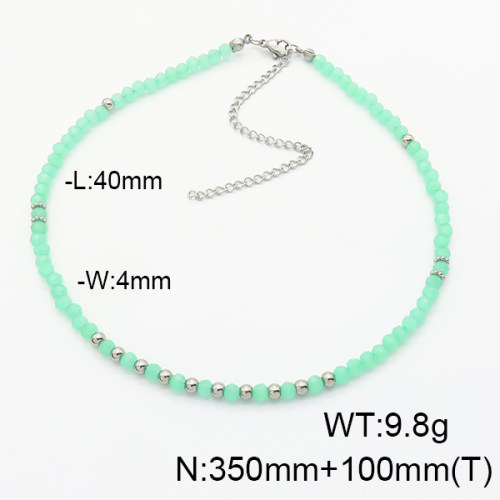 Stainless Steel Necklace  Glass Beads   6N4003990vhha-908