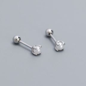 925 Silver Earrings  WT:0.6g  4*12.3mm  JE4270bhbo-Y05  YHE0580