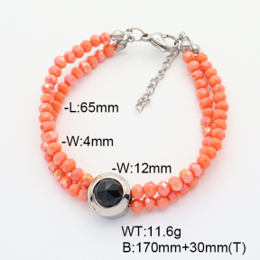 Stainless Steel Bracelet  Glass Beads  6B4002761vbpb-908