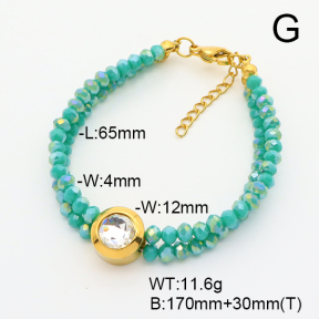 Stainless Steel Bracelet  Glass Beads  6B4002762bhva-908