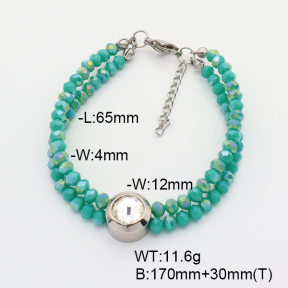 Stainless Steel Bracelet  Glass Beads  6B4002763vbpb-908