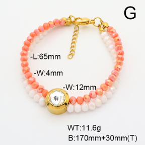 Stainless Steel Bracelet  Glass Beads  6B4002764bhva-908